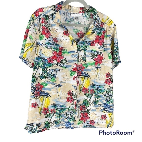 Cathy Daniels Tropical Short Sleeved Blouse - Picture 1 of 6